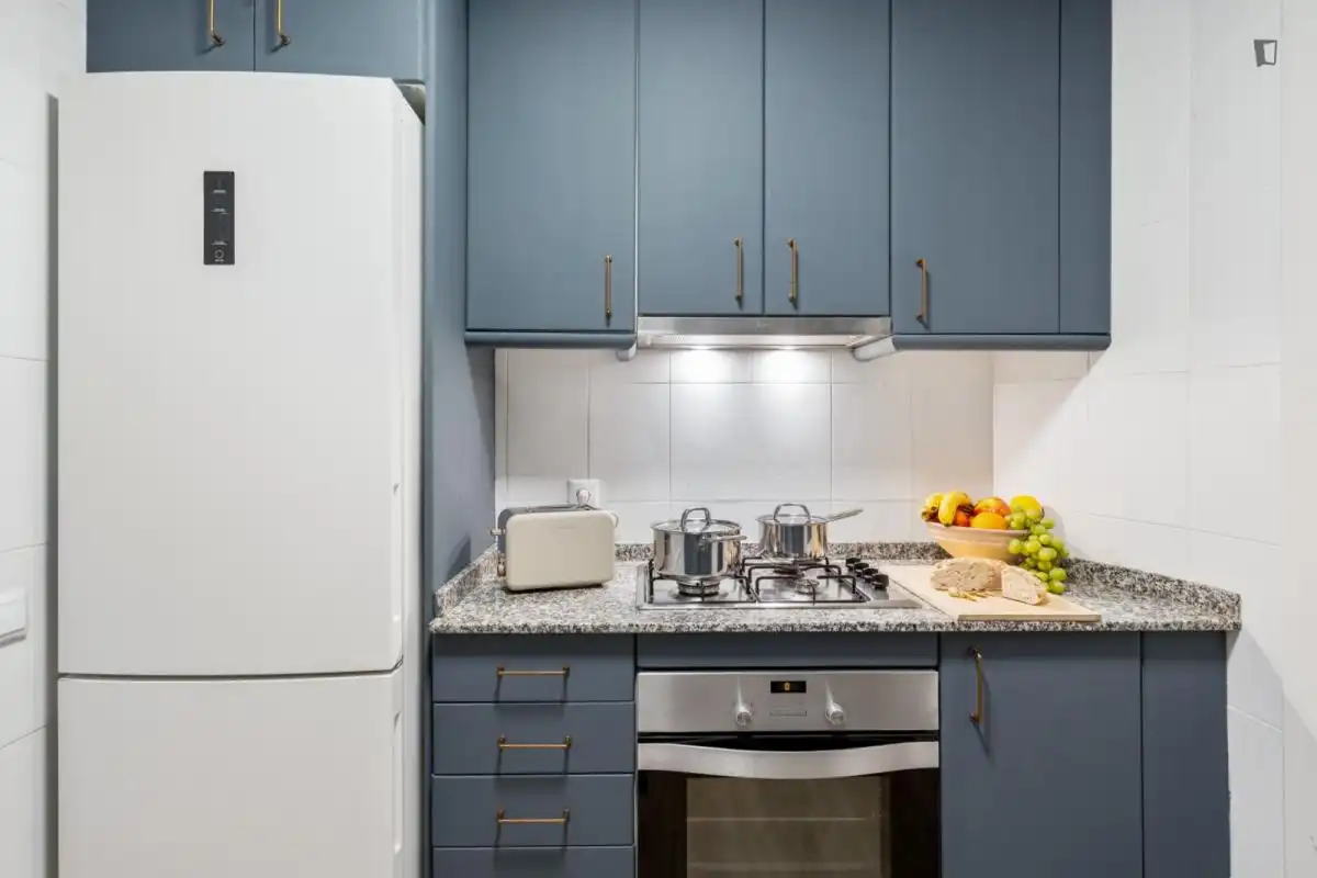 Cocina de Apartamento para compartir en Barcelona con Aire acondicionado, Calefacción y Amueblado