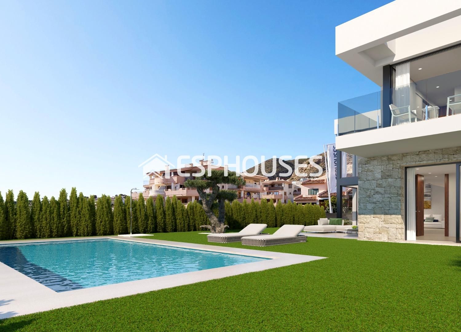 Vista exterior de Casa o chalet en venta en Finestrat con Aire acondicionado, Terraza y Piscina