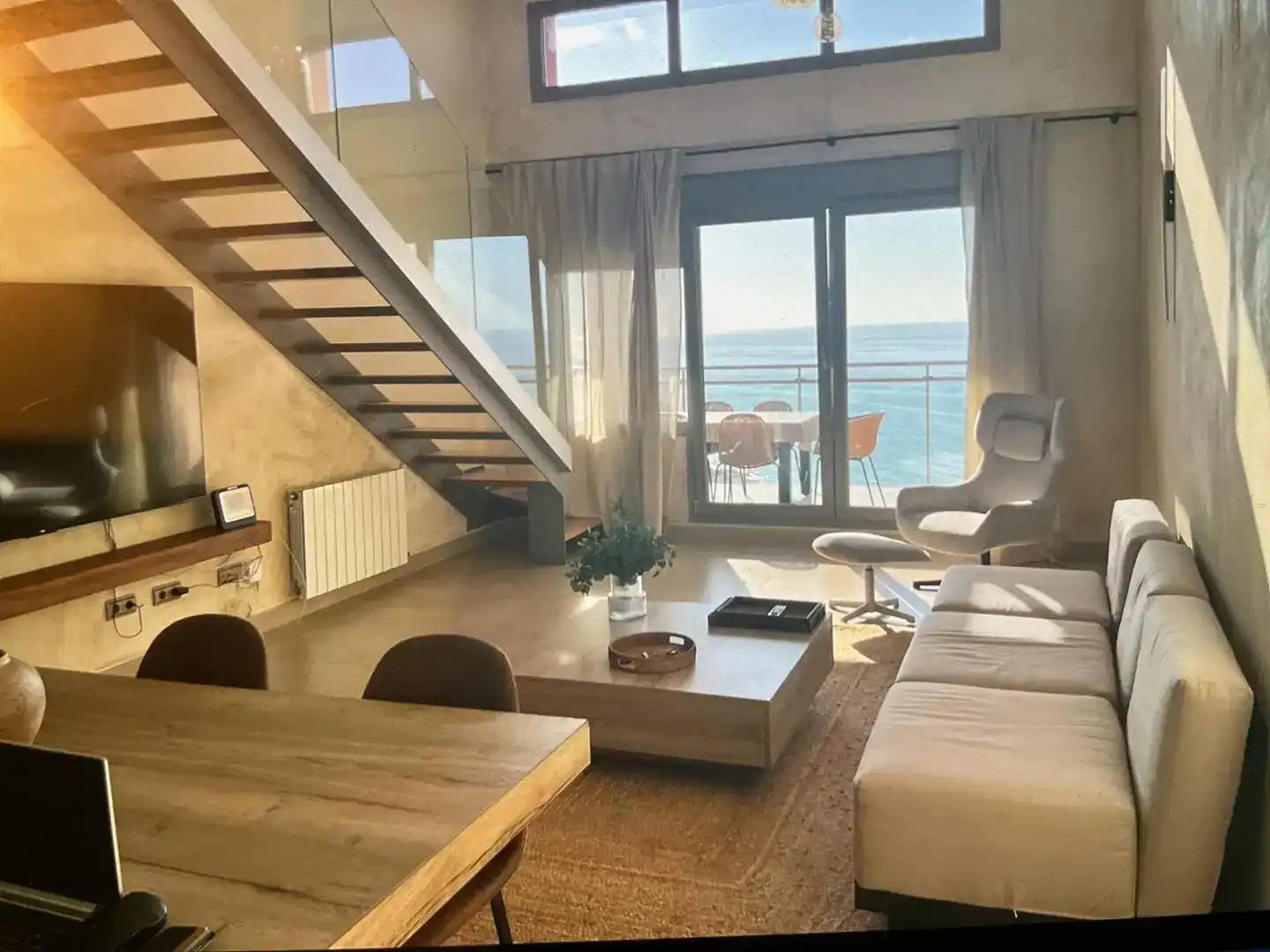 Sala d'estar de Dúplex de lloguer en Oropesa del Mar / Orpesa amb Aire condicionat, Jardí privat i Piscina