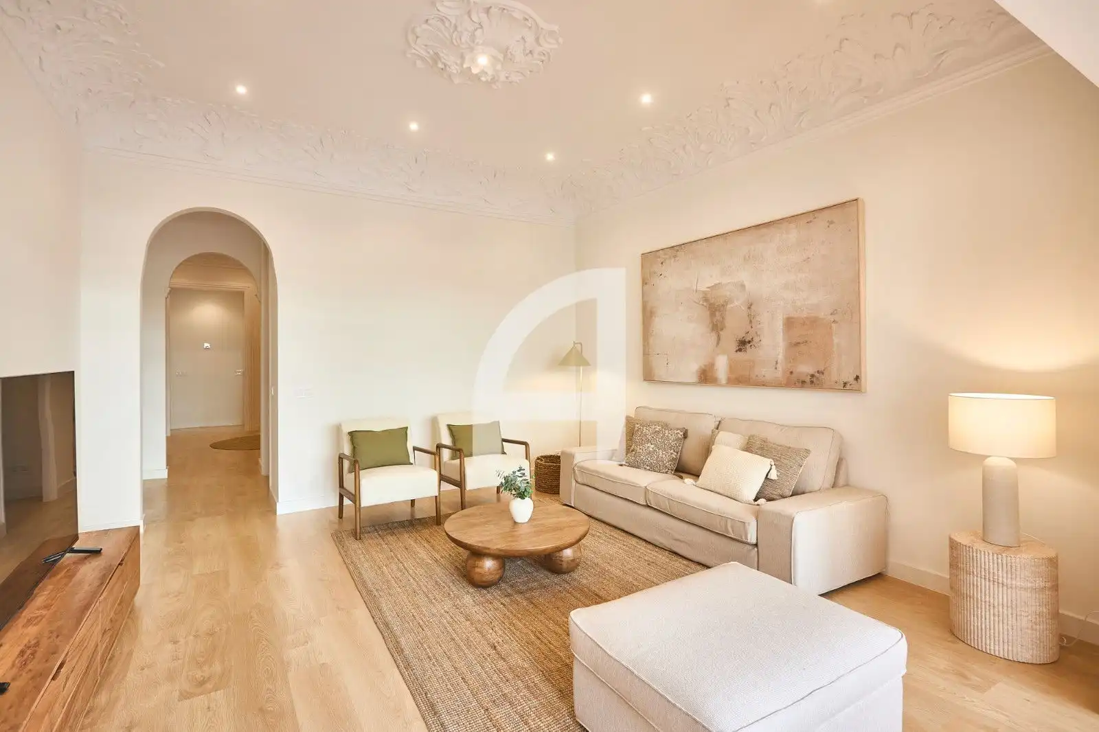 Wohnzimmer von Wohnung zur Miete in Barcelona mit Klimaanlage, Heizung und Parkett