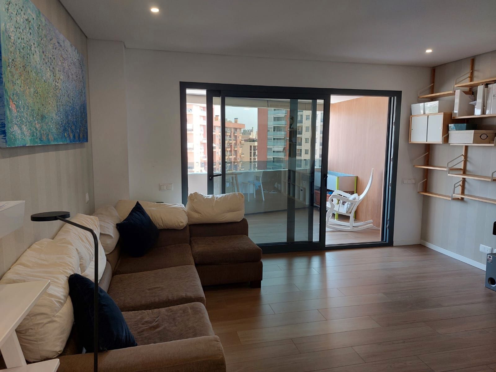Sala d'estar de Pis de lloguer en  Murcia Capital amb Aire condicionat, Terrassa i Moblat
