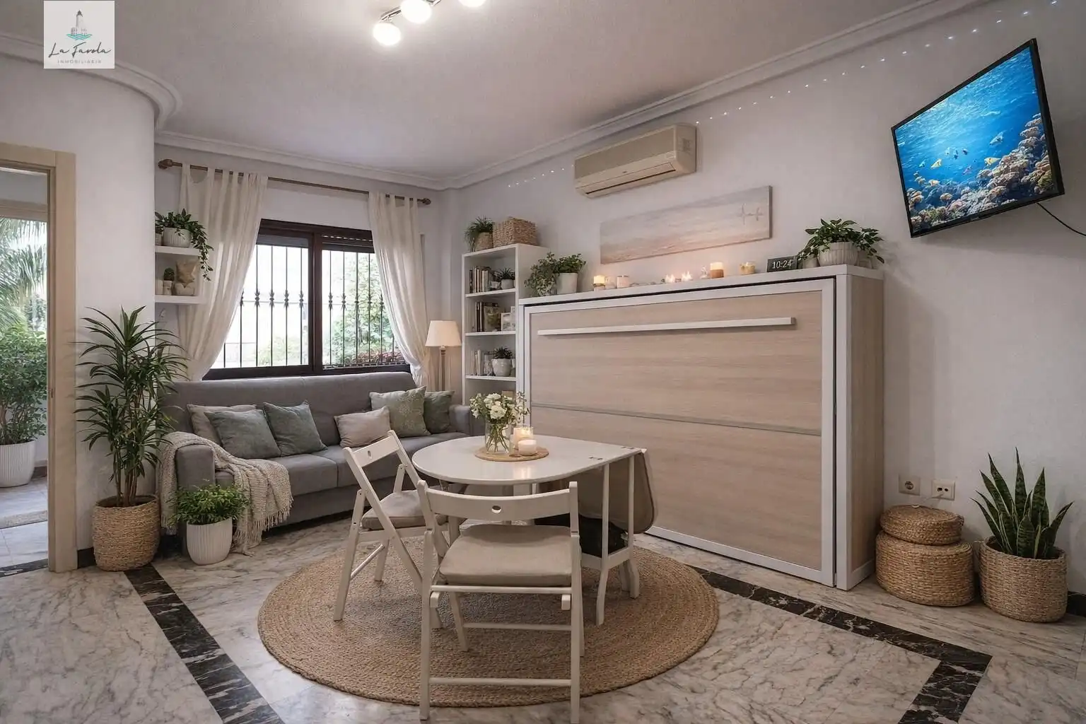 Sala de estar de Estudio en venta en Benalmádena con Aire acondicionado, Calefacción y Jardín privado