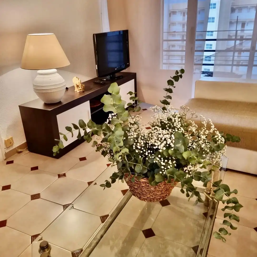 Sala de estar de Apartamento de alquiler en Benicasim / Benicàssim con Calefacción, Jardín privado y Terraza