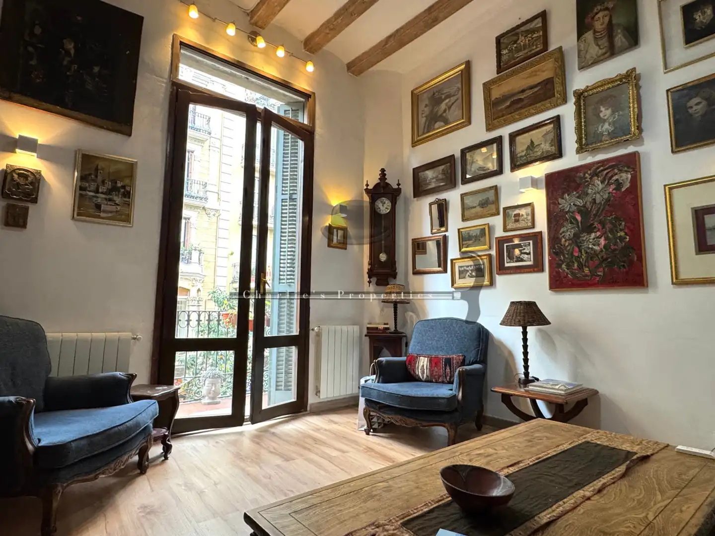 Sala de estar de Apartamento de alquiler en Barcelona con Aire acondicionado, Calefacción y Amueblado