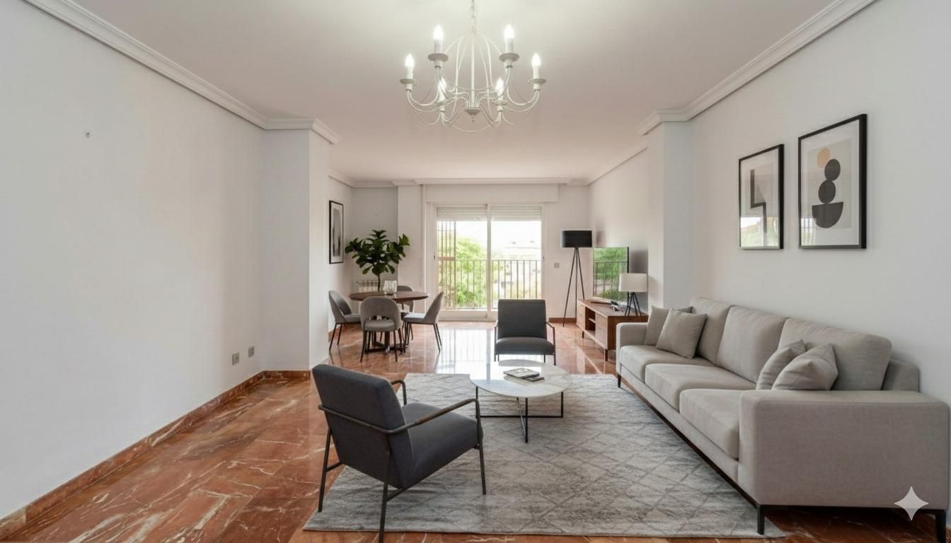 Sala d'estar de Pis en venda en  Sevilla Capital amb Aire condicionat, Calefacció i Terrassa