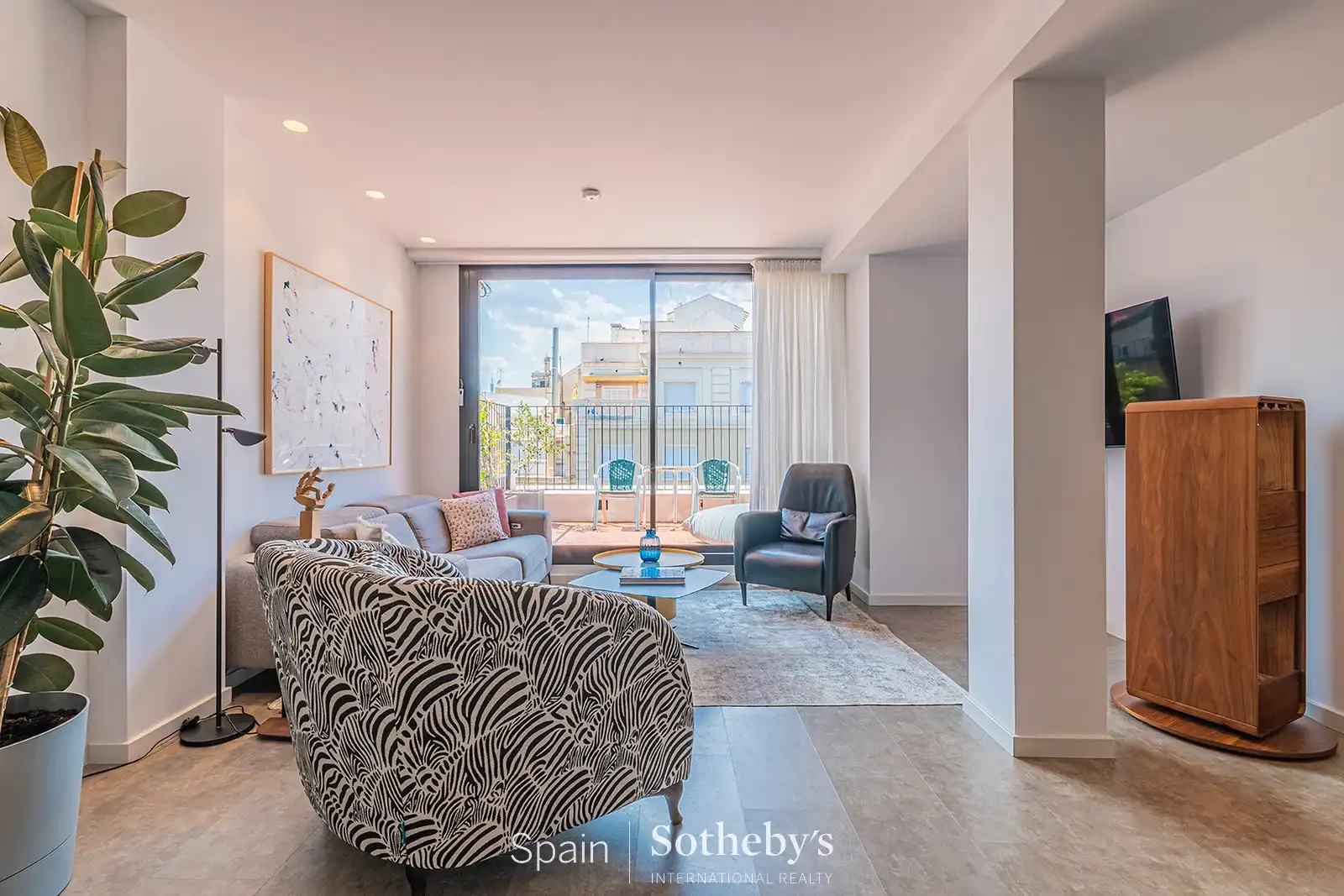 Sala d'estar de Àtic en venda en Barcelona amb Aire condicionat, Calefacció i Terrassa