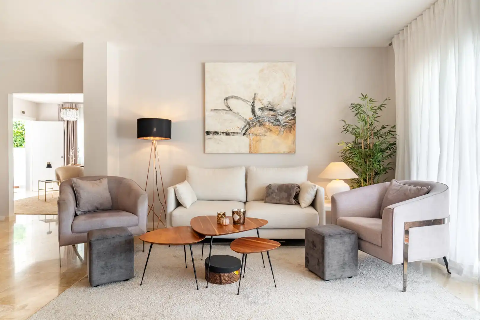 Sala d'estar de Casa o xalet en venda en Mijas amb Aire condicionat, Jardí privat i Terrassa