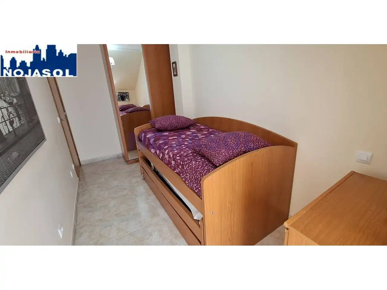 Schlafzimmer von Dachboden zur Miete in Noja mit Heizung, Terrasse und Abstellraum