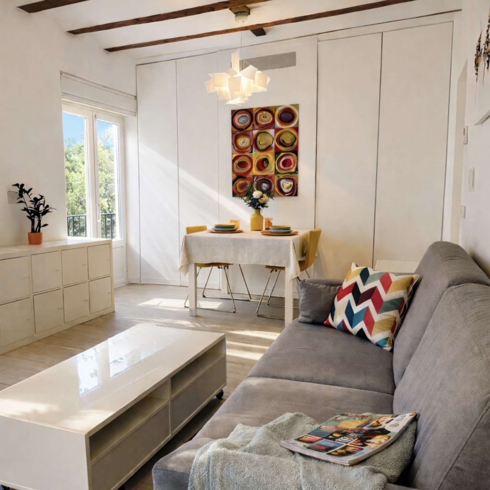 Sala d'estar de Apartament per a compartir en  Madrid Capital amb Aire condicionat, Terrassa i Moblat