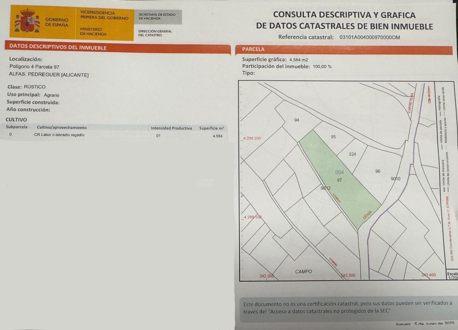 Terreno en venta en Pedreguer