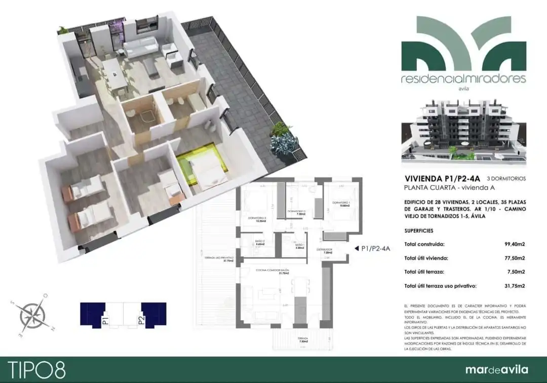 Wohnung zum Verkauf in Ávila mit Heizung, Terrasse und Abstellraum