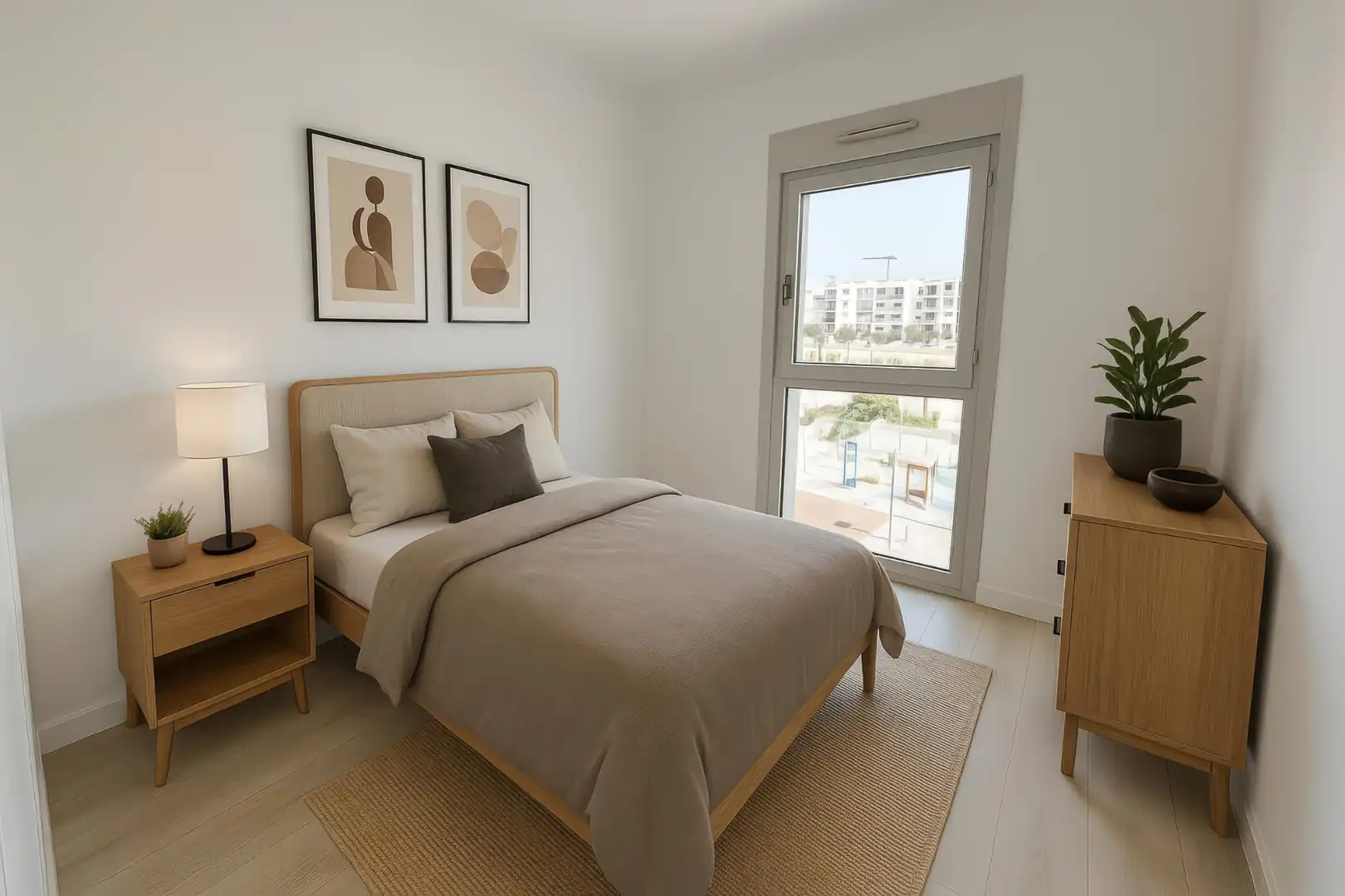 Schlafzimmer von Wohnung zur Miete in Dos Hermanas mit Klimaanlage, Heizung und Parkett