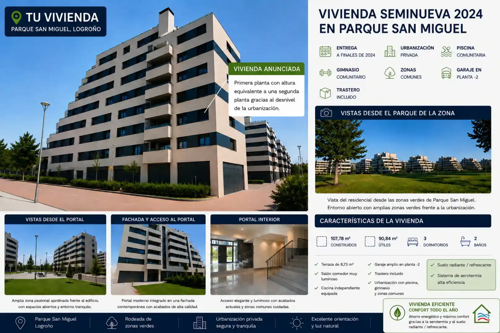 Exterior view of Flat for sale in  Logroño  with Air Conditioner, Swimming Pool and Balcony