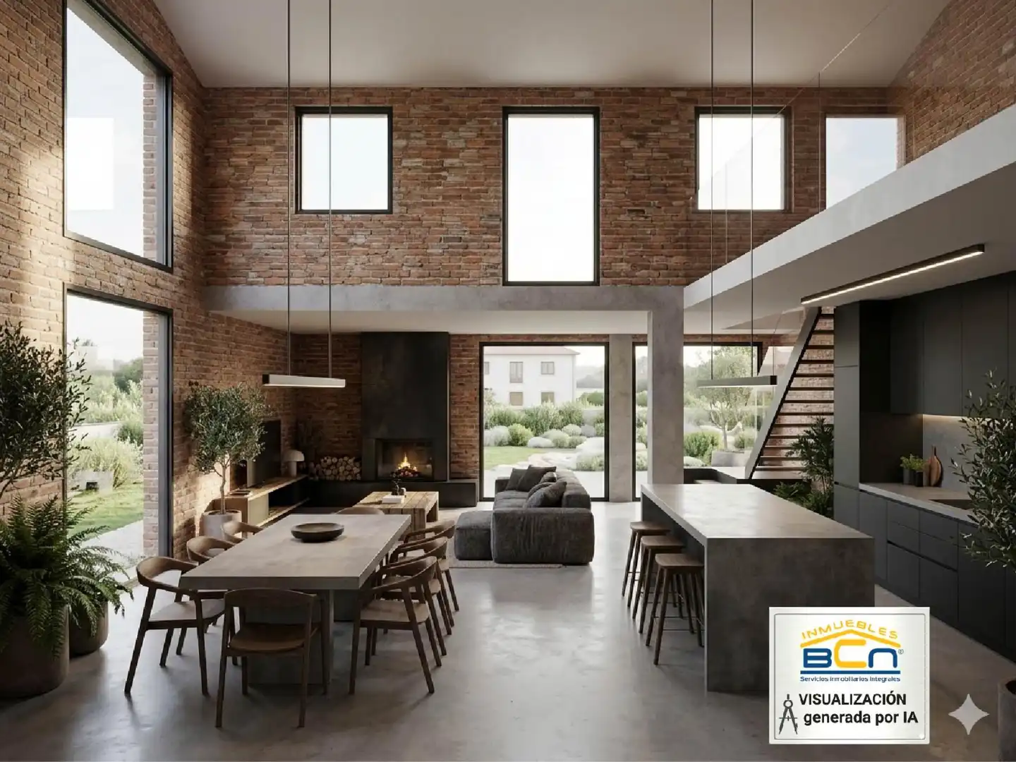 Sala de estar de Casa adosada en venta en Negreira con Jardín privado