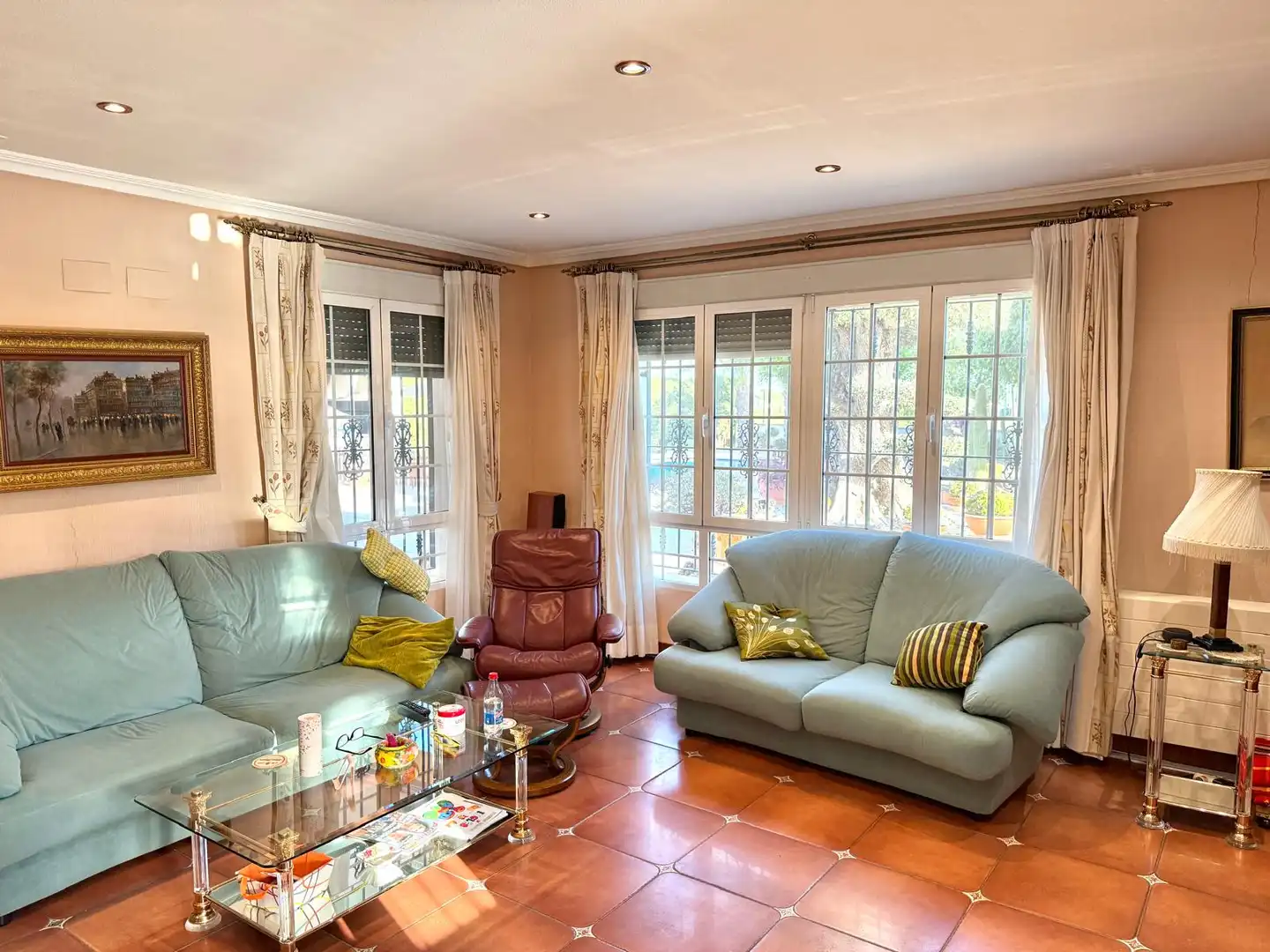 Sala d'estar de Casa o xalet en venda en Elche / Elx amb Aire condicionat, Calefacció i Jardí privat