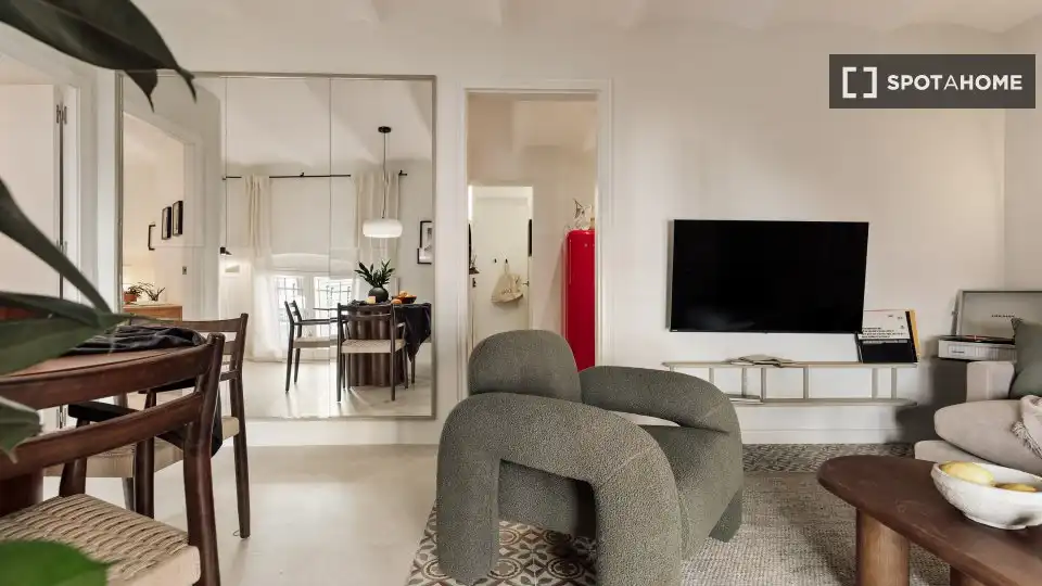 Wohnzimmer von Wohnung zur Miete in Barcelona mit Klimaanlage, Heizung und Möbliert