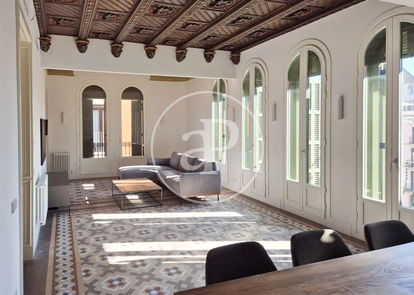 Sala de estar de Piso de alquiler en Barcelona con Aire acondicionado, Calefacción y Amueblado
