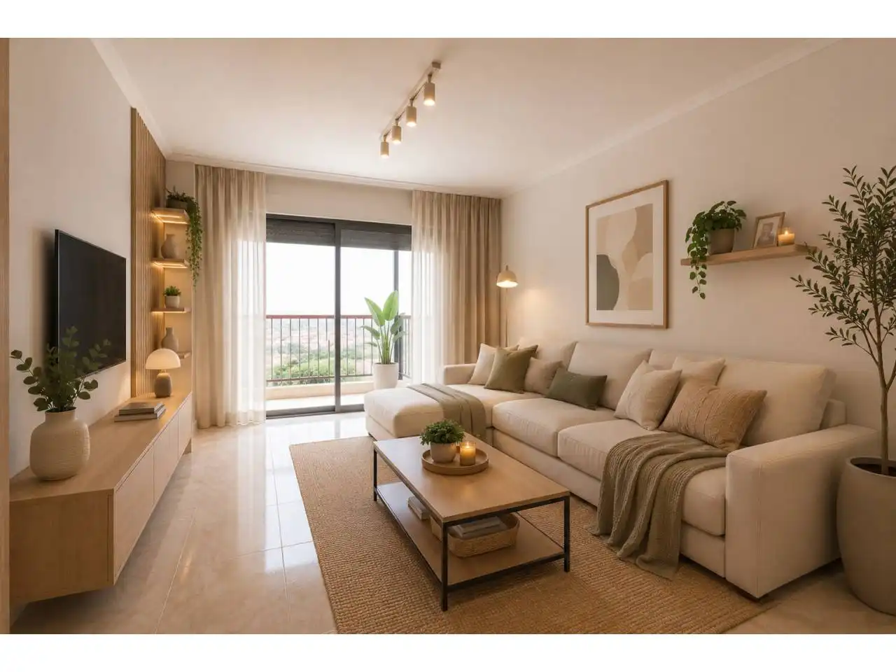 Living room of Flat for sale in L'Hospitalet de Llobregat  with Furnished and Balcony