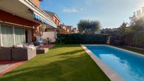 Swimming pool of Single-family semi-detached for sale in Girona Capital  with Heating, Private garden and Parquet flooring