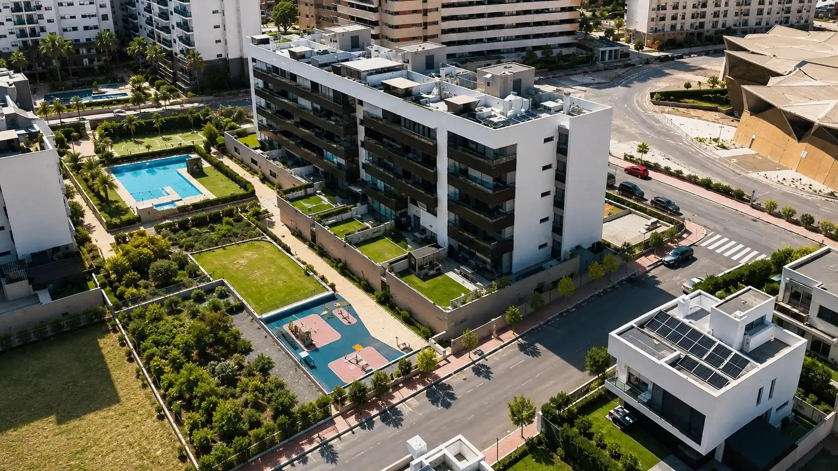 Vista exterior de Àtic en venda en Almería amb Aire condicionat, Jardí privat i Terrassa