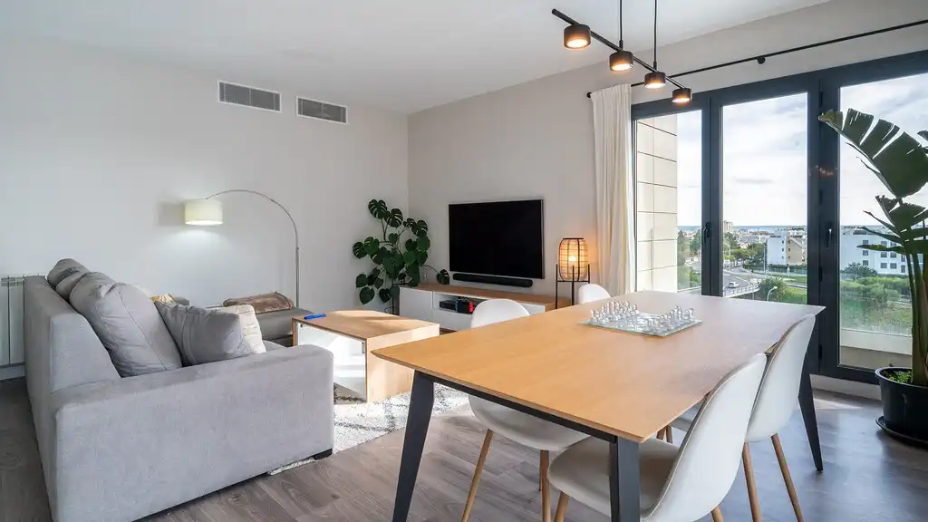 Sala de estar de Ático de alquiler en  Palma de Mallorca con Aire acondicionado, Calefacción y Terraza