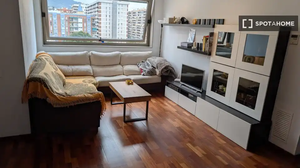 Wohnzimmer von Wohnung zur untervermieten in Barcelona mit Klimaanlage, Terrasse und Möbliert