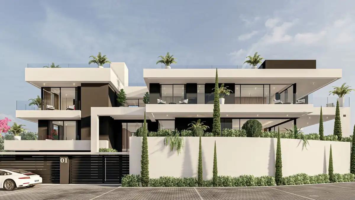 Außenansicht von Haus oder Chalet zum Verkauf in Marbella mit Klimaanlage, Privatgarten und Terrasse