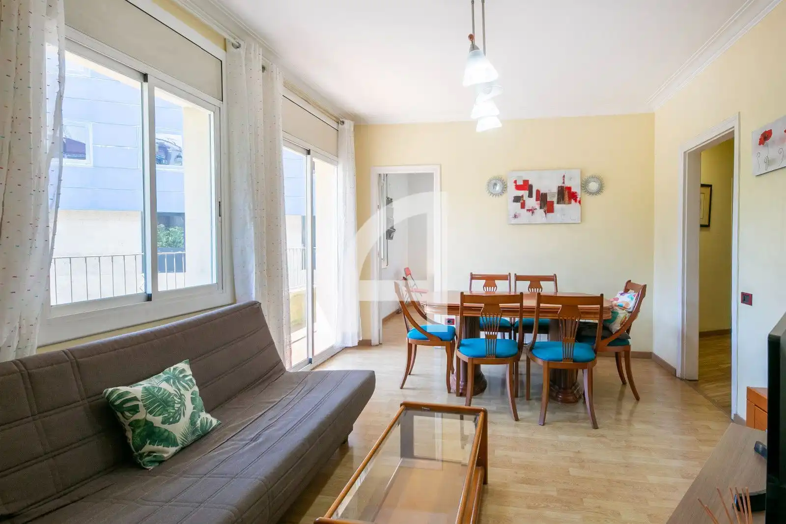 Living room of Flat for sale in  Barcelona Capital  with Heating, Parquet flooring and Terrace