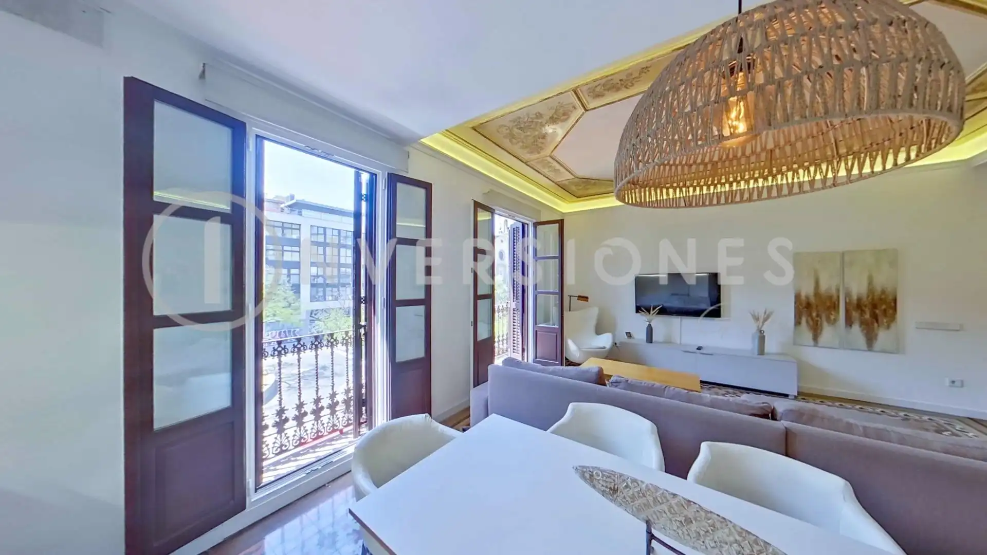 Sala de estar de Apartamento de alquiler en Barcelona con Aire acondicionado, Calefacción y Terraza