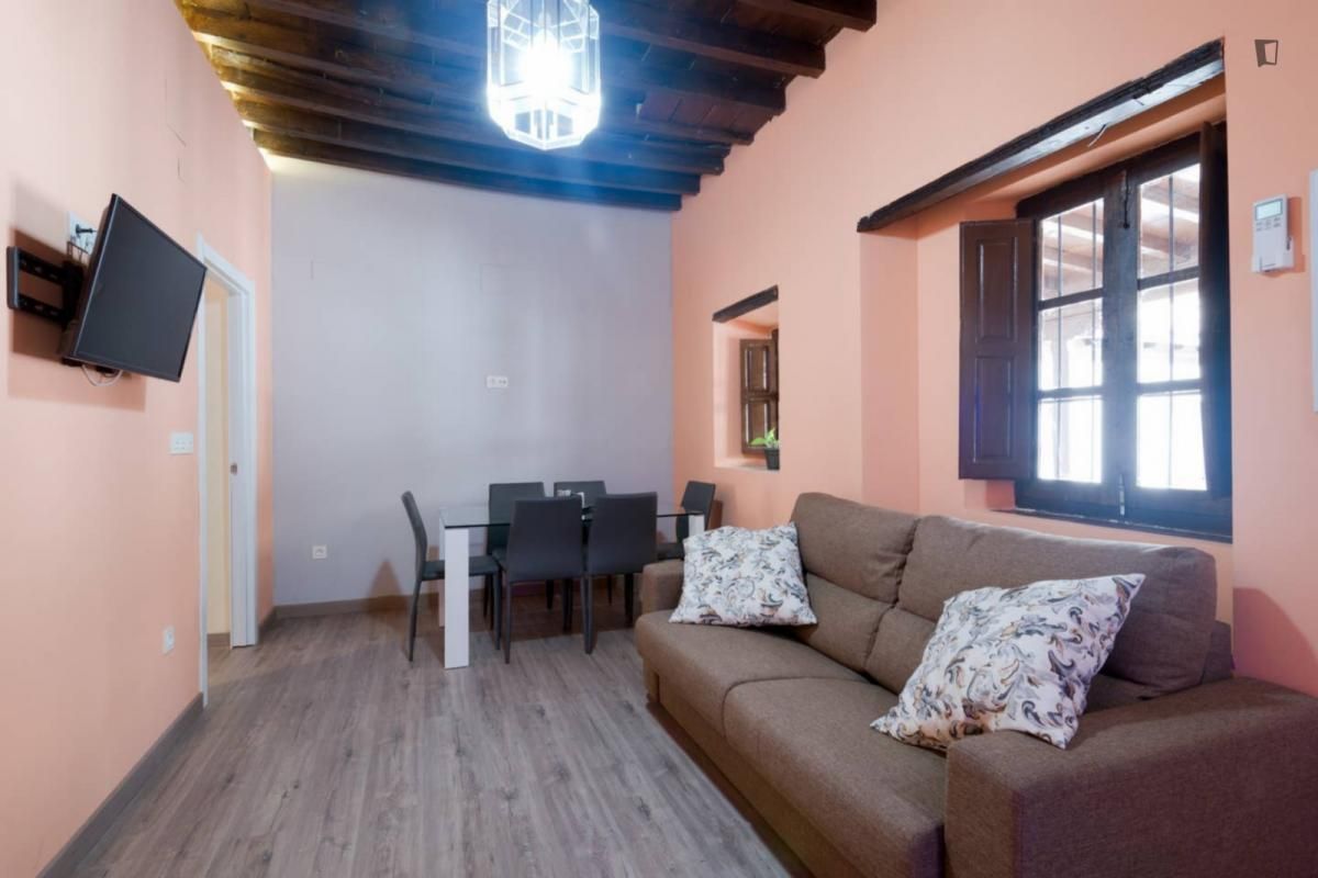 Sala de estar de Apartamento de alquiler en  Granada Capital con Aire acondicionado, Amueblado y Lavadora
