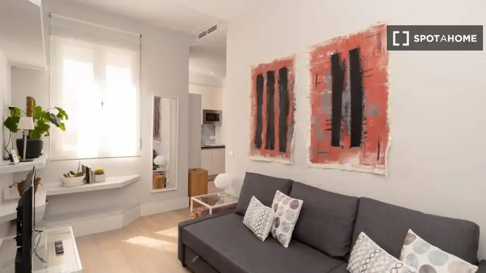 Living room of Flat for rent in Madrid  with Air Conditioner, Heating and Furnished