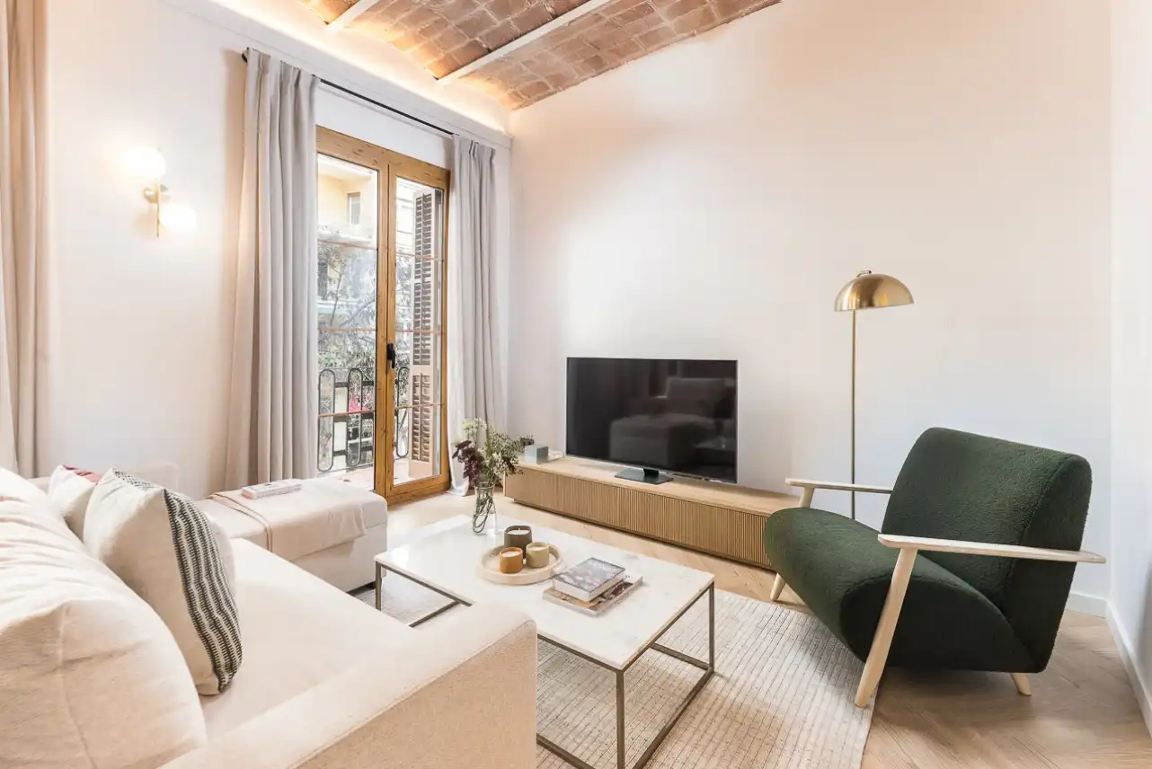 Sala d'estar de Apartament de lloguer en Barcelona amb Aire condicionat, Calefacció i Moblat