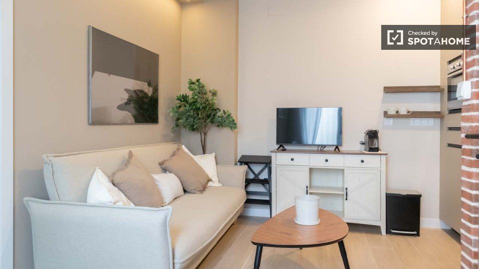 Living room of Flat to rent in  Madrid Capital  with Air Conditioner, Heating and Furnished