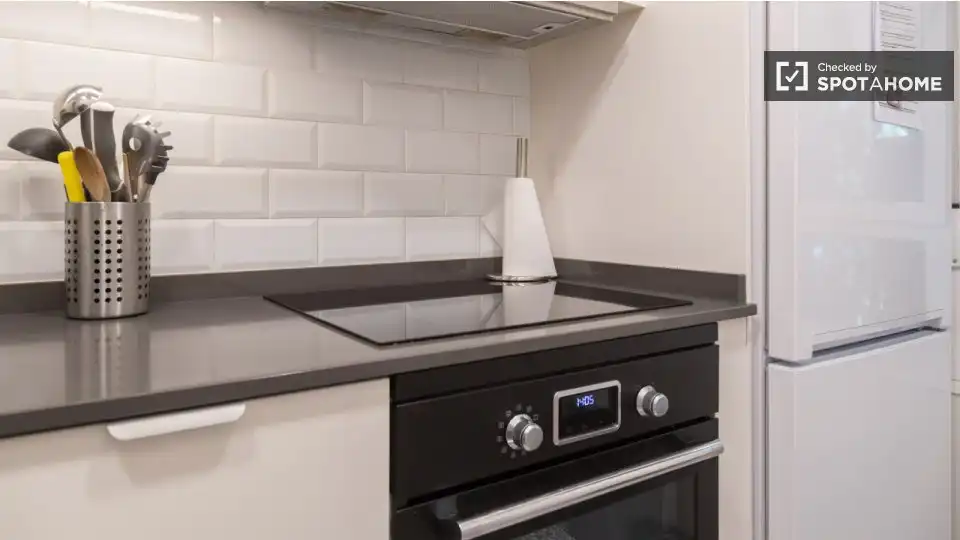 Cocina de Apartamento para compartir en Madrid con Aire acondicionado, Calefacción y Terraza
