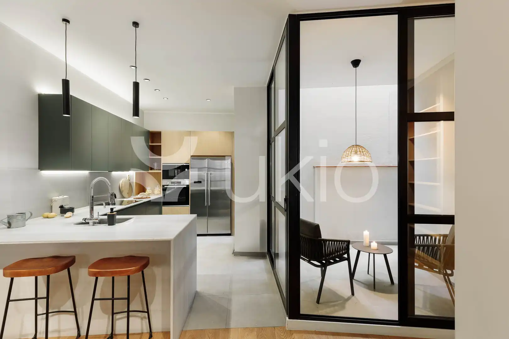 Cocina de Apartamento de alquiler en Barcelona con Aire acondicionado, Calefacción y Terraza