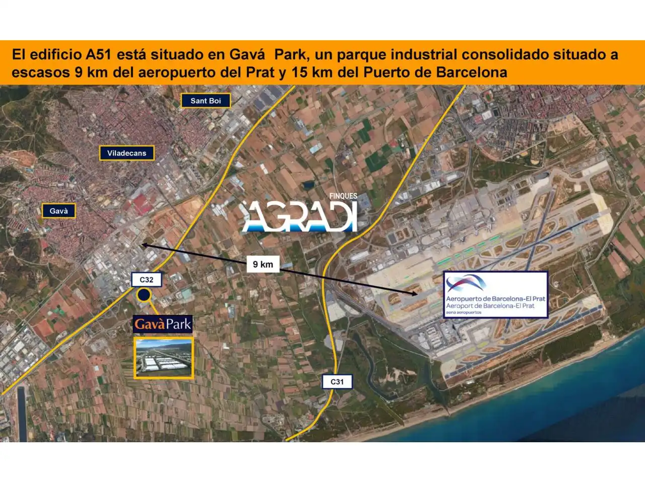 Vista exterior de Nau industrial de lloguer en Gavà amb Calefacció i Alarma