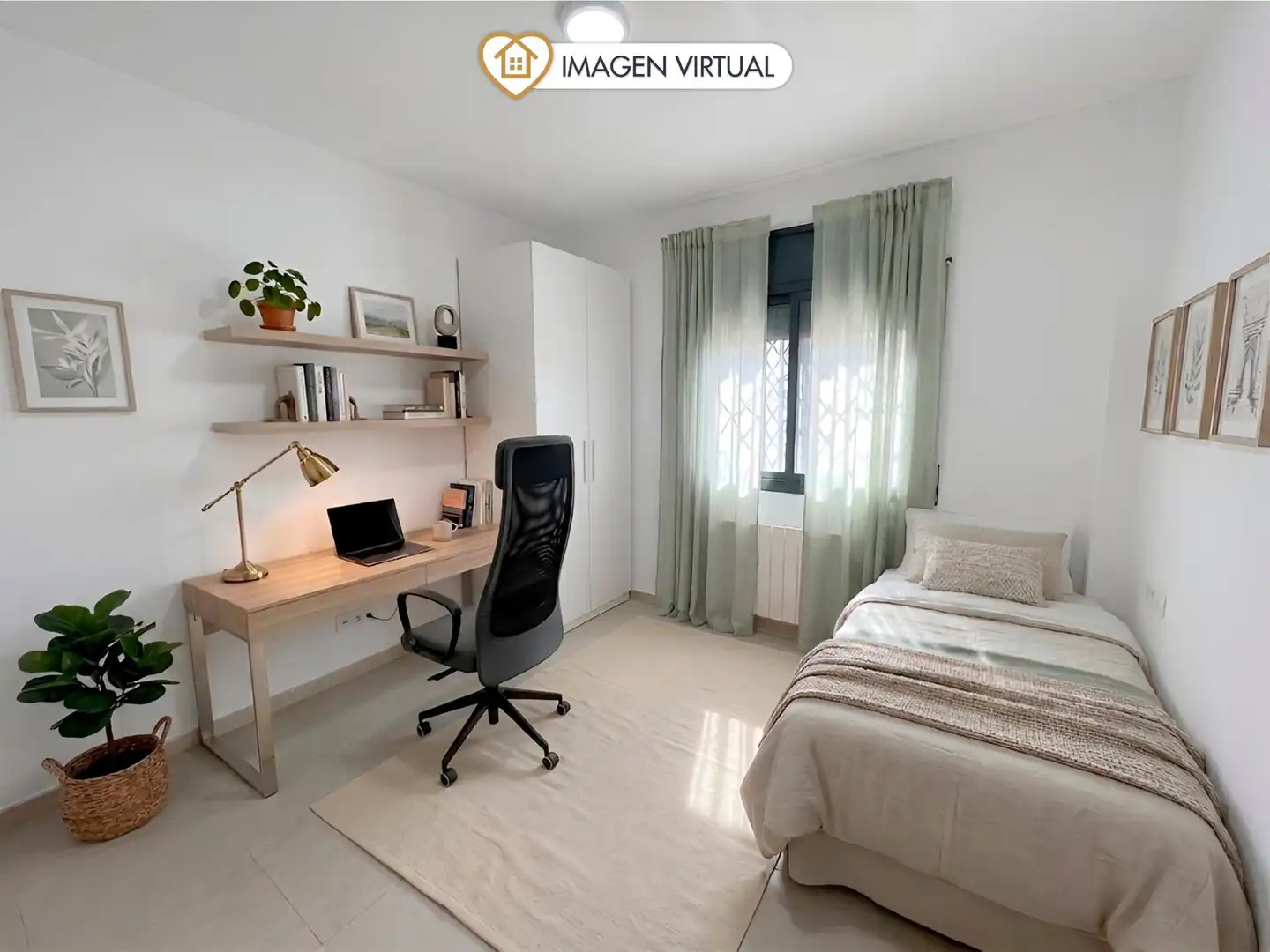 Schlafzimmer von Wohnung mieten mit Kaufoption in Vallirana mit Heizung, Ofen und Internet