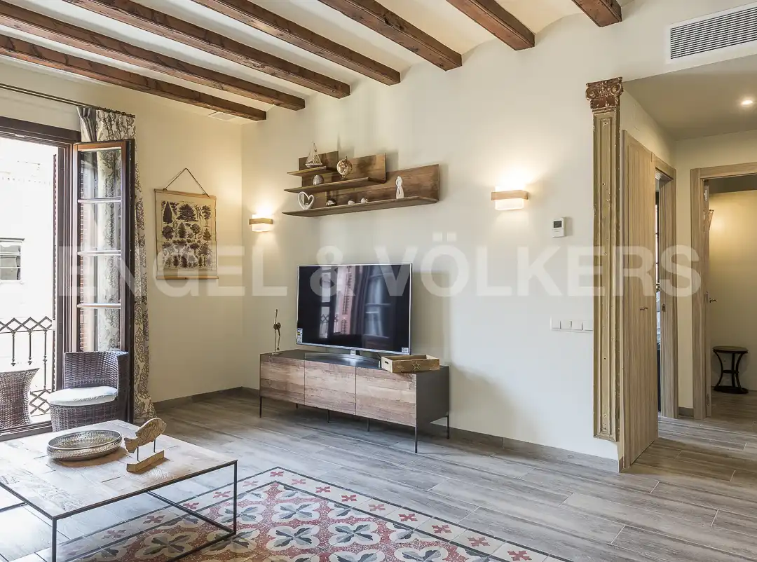 Sala d'estar de Pis de lloguer en Barcelona amb Aire condicionat, Calefacció i Moblat
