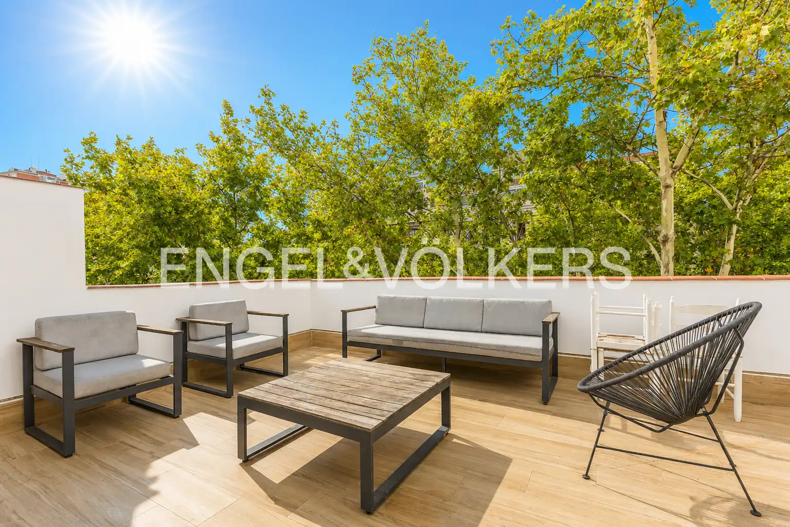 Terrasse von Dachboden zur Miete in Madrid mit Klimaanlage, Heizung und Parkett