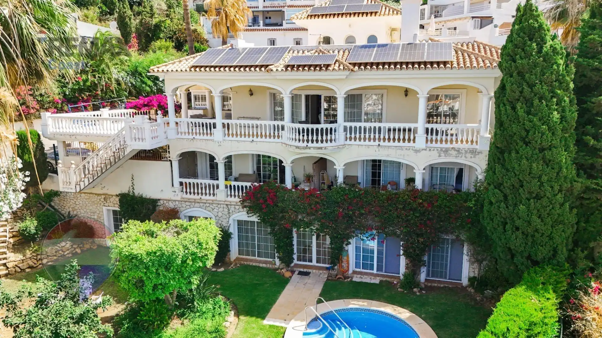 Vista exterior de Casa o chalet en venta en Mijas con Aire acondicionado, Jardín privado y Terraza