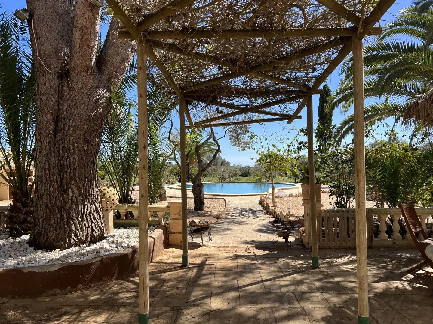 Piscina de Finca rústica de lloguer en Ses Salines amb Calefacció, Jardí privat i Piscina