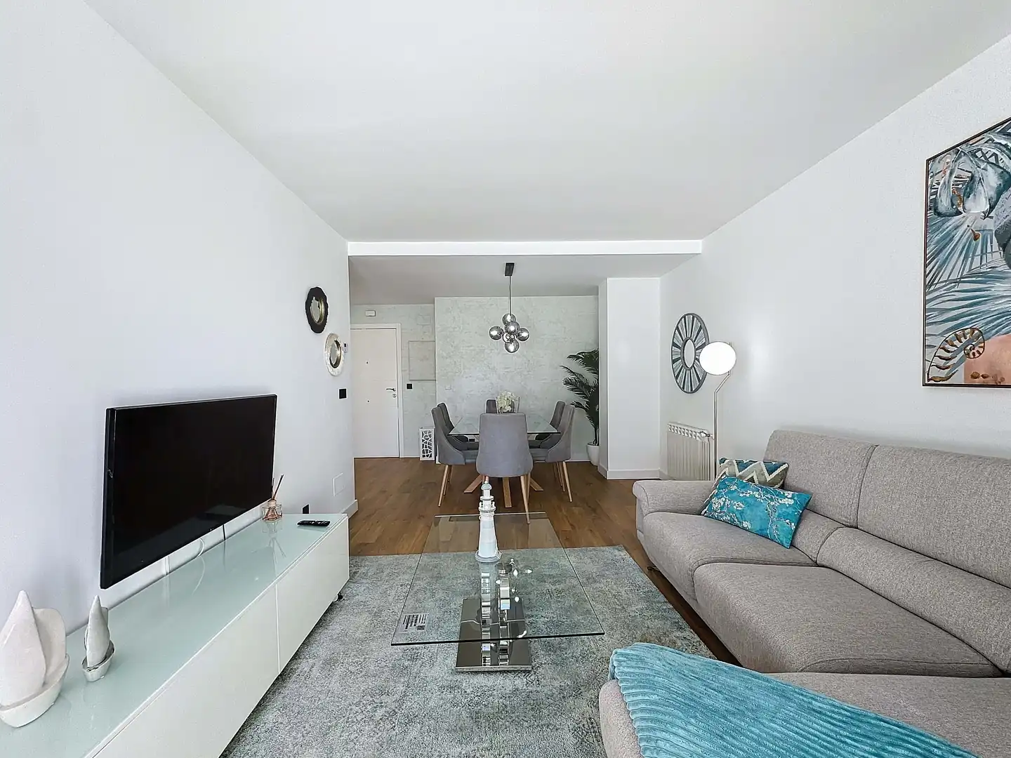 Wohnzimmer von Wohnung zum Verkauf in Sanxenxo mit Heizung, Terrasse und Schwimmbad