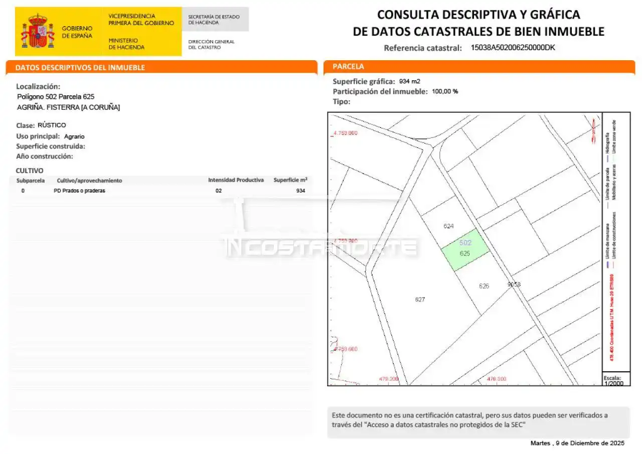 Land for sale in Fisterra