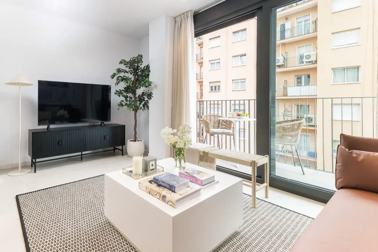 Sala d'estar de Apartament de lloguer en Barcelona amb Aire condicionat, Calefacció i Moblat