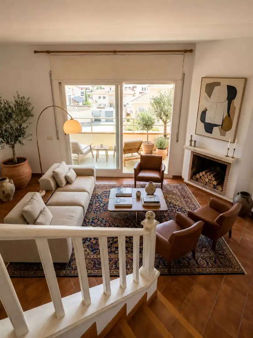 Sala de estar de Casa adosada en venta en La Palma de Cervelló con Aire acondicionado, Calefacción y Terraza