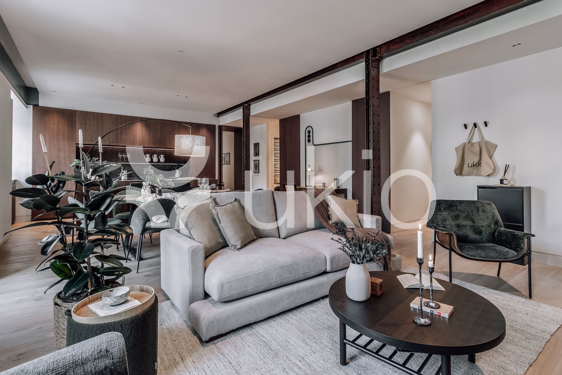 Sala d'estar de Apartament de lloguer en  Madrid Capital amb Aire condicionat, Calefacció i Moblat