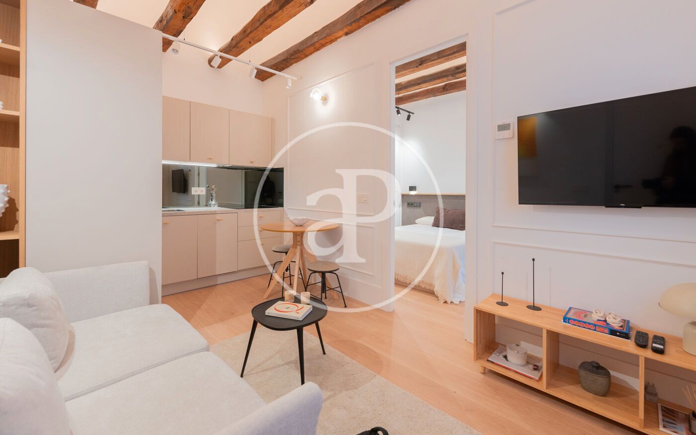 Living room of Flat to rent in  Madrid Capital  with Air Conditioner, Heating and Furnished