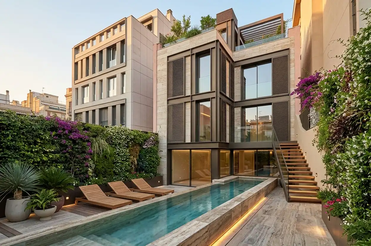 Vista exterior de Edifici en venda en Barcelona amb Alarma i Piscina comunitària