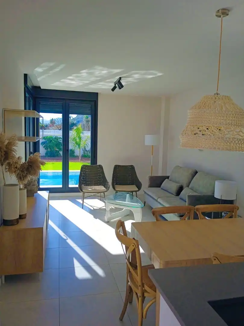 Sala d'estar de Casa o xalet en venda en El Verger amb Aire condicionat, Jardí privat i Piscina