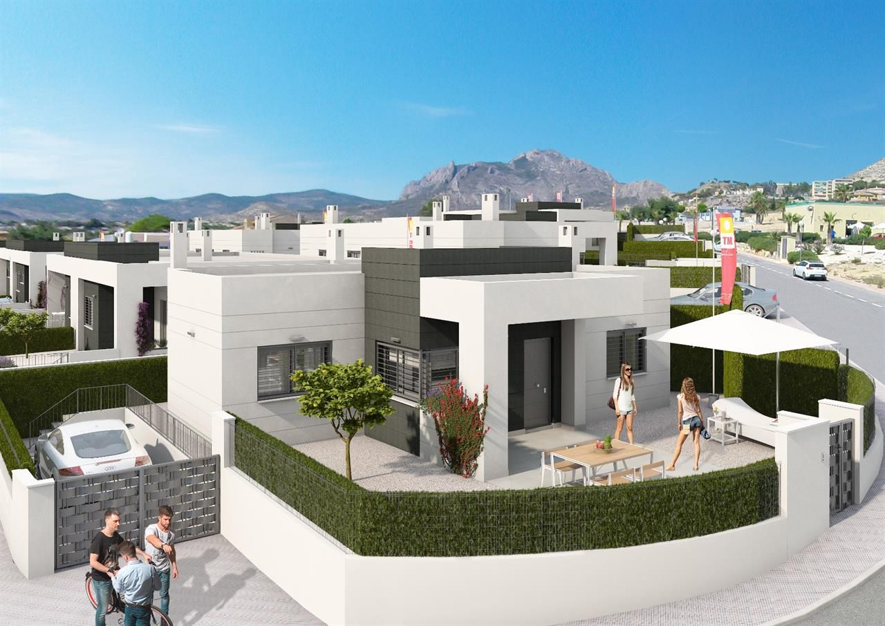 Vista exterior de Casa adosada en venda en Aspe amb Aire condicionat, Jardí privat i Piscina